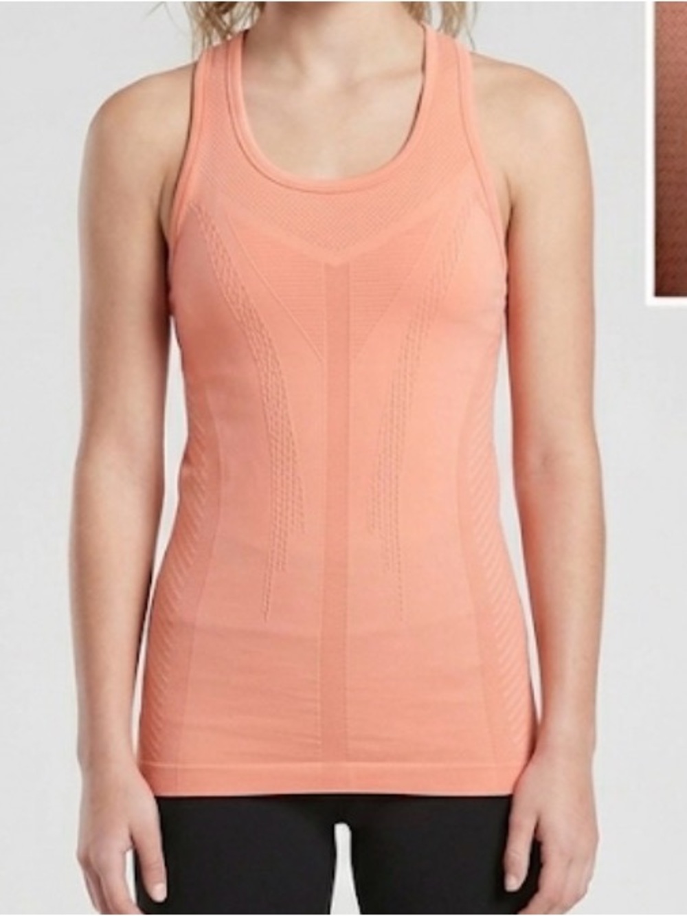 Athleta Girl Power Up Seamless Tank Peach Orange Racerback XXL 14 16 Active